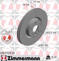 ZIMMERMANN 610.3729.20 ÖN FREN AYNASI ADET VOLVO XC60 D3 D4 D5 2.4D 2.0T 3.2 T5 T6 2008 >2017 CAP 324X5 BJN