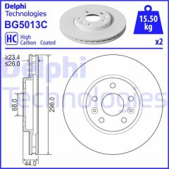 DELPHI BG5013C ÖN FREN DİSKİ RENAULT MEGANE IV 15> TALISMAN 15> DIŞ ÇAP:296MM K:26MM Y:44MM 5 DELİK
