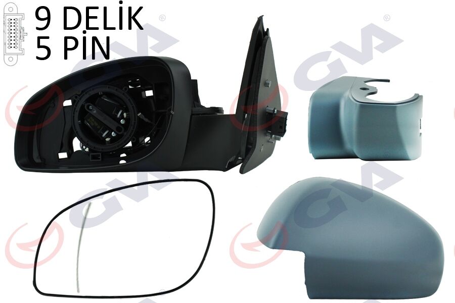 GVA 1090336 DIŞ DİKİZ AYNASI SOL VECTRA C 03> ELEKTRİKLİ ISITMALI ASTARLI ASFERİK 5 FİŞ VM-966EHPAL