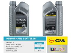 GVA 9920520 MOTOR YAĞI 20W50 1 LT PLATINUM MİNERAL API SL/CF