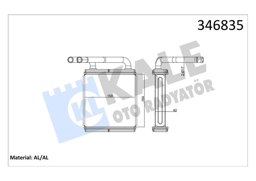 KALE 346835 KALORİFER RADYATÖRÜ HYUNDAI H100 2.5L D4BA PANELVAN 94-00 - ALEMİNYUM