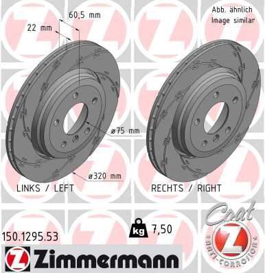 ZIMMERMANN 150.1295.53 FREN DISKI ARKA BMW E46 Z4 E85 E86 HAVALI KAPLAMALI CIZGILI