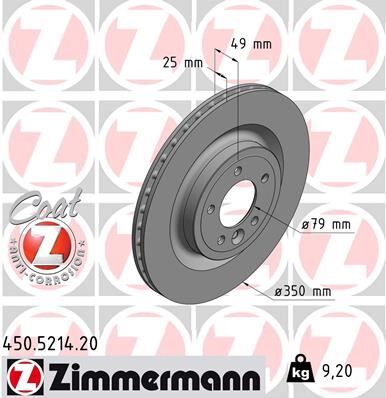 ZIMMERMANN 450.5214.20 FREN DISKI ARKA LAND ROVER DISCOVERY L462 RANGE ROVER L405 L494