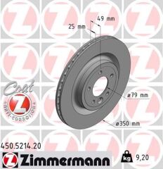ZIMMERMANN 450.5214.20 FREN DISKI ARKA LAND ROVER DISCOVERY L462 RANGE ROVER L405 L494