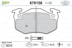 VALEO 670158 ARKA FREN BALATASI PEUGEOT P106 96>04 P205 87>98 P206 00>09 P306 97>01 P309 89>93 CITROEN SAXO 96>04 XSARA 97>05 ZX 92>97 RENAULT R9-R19- MGN I-CLIO I-II İNCE TİP