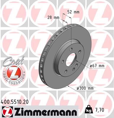 ZIMMERMANN 400.5510.20 FREN DISKI ON MERCEDES VITO W447 14>