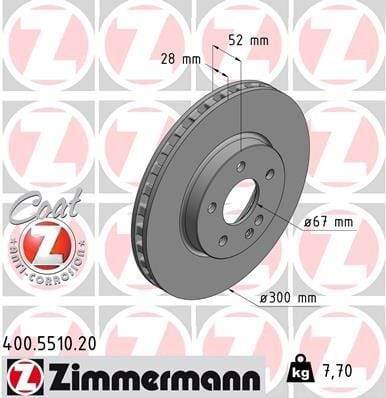 ZIMMERMANN 400.5510.20 FREN DISKI ON MERCEDES VITO W447 14>