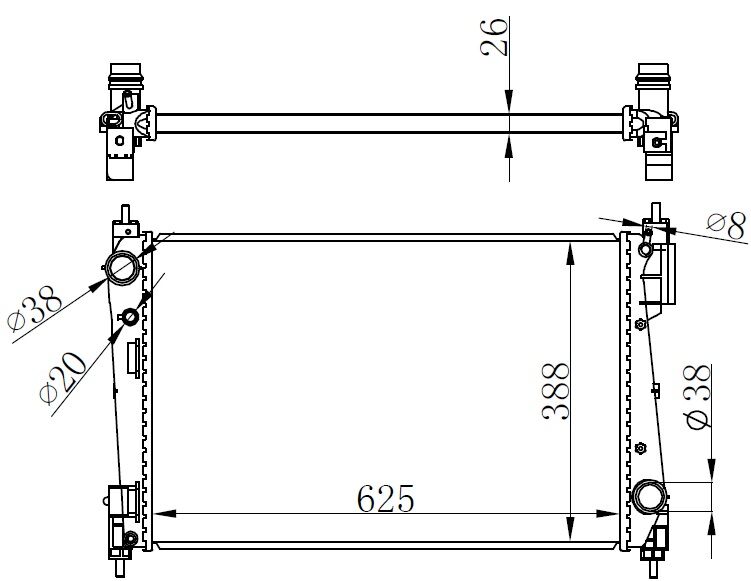 ORIS BOP174026 RADYATÖR CORSA D 1.3CDTI MEK AC KLİMASIZ 620x415x16