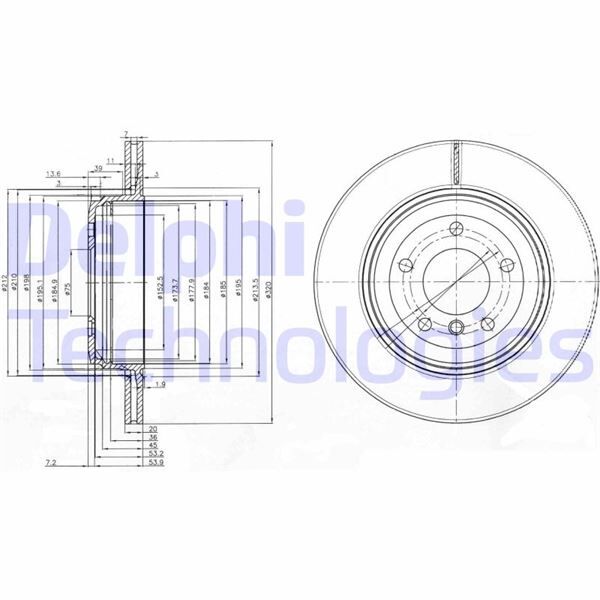 DELPHI BG3872 FREN DISKI ARKA BMW E60 E61 E63 E64