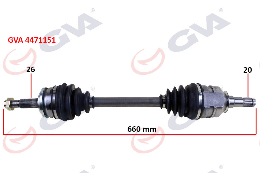 GVA 4471151 KOMPLE AKS SOL TOYOTA AURIS. COROLLA 1.4L 1NDTV NDE150 D-4D dizel 07-13 26x20 komple boy 660mm