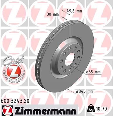 ZIMMERMANN 600.3243.20 ÖN FREN AYNASI HAVALI PASSAT 1.4 TSI/1.6 TDI/1.8 TSI/2.0 TSI/2.0 TDI/3.6 FSI 4MOTIÖN 10- PASSAT CC 1 986479734-DF6133S