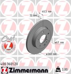 ZIMMERMANN 400.3601.20 FREN DISKI ON MERCEDES A-CLASS W168