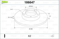 VALEO 186647 ARKA FREN DİSKİ DOLU TİP MITSUBISHI CARISMA 1.6L 4G92 DA1A 95-> 1.8L GDI 4G93 DA2A 95-> 1.9L DI-D F9Q dizel DA5A 00-05 / SPACE STAR 1.3L 1.6L DG1A 98-> 260 çap x 4 bijon - Adet disk fiyatıdır