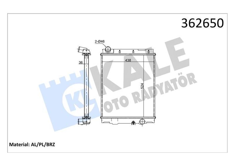 KALE 362650 SU RADYATÖRÜ MITSUBISHI CANTER 711 3.0D 01-10 MT BRAZING 524x438x36