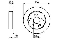 BOSCH 0986479225 ARKA FREN DİSKİ DOLU TİP HONDA CIVIC 1.6L D16V1 hatcback EP2 kasa 01-05 / CIVIC TYPE-R 2.0L K20A 2 EP3 kasa 01-05 260 çap x 5 bijon - Adet disk fiyatıdır