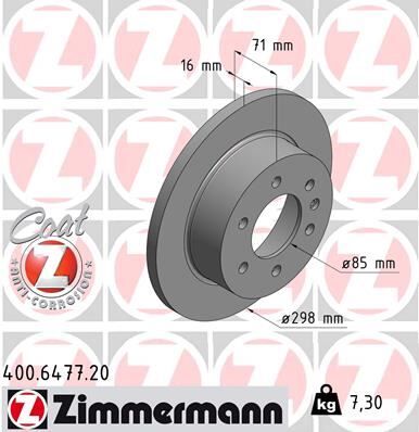 ZIMMERMANN 400.6477.20 FREN DISKI ARKA MERCEDES SPRINTER B906 B907 B910 . VW CRAFTER 30-35-50