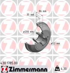 ZIMMERMANN 430.1785.00 ARKA FREN KAMPANA CORSA C 01>11 ABS SİZ