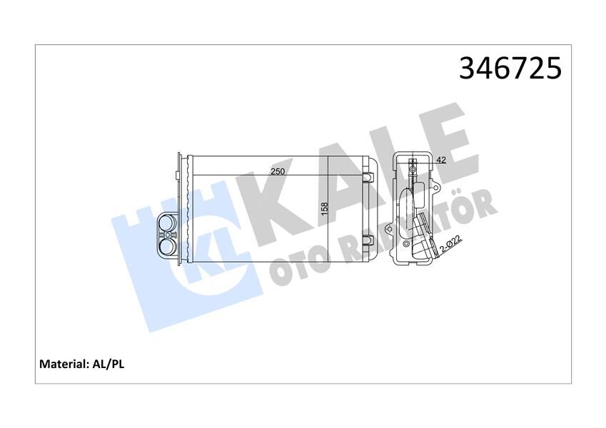 KALE 346725 KALORİFER RADYATÖRÜ MGN 97-99 SCENIC 01-03 1.4-1.6-1.9-2.0 16V 260x158
