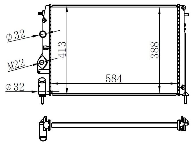 ORIS MRN001023 RADYATÖR MGN I-SCENIC 1.4-1.6-1.8-2.0 16V AC MEK LOGAN 1.5 DCİ 586x415x23