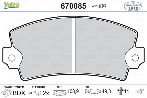 VALEO 670085 ÖN BALATA FİŞLİ R12 C15 VISA 82-91