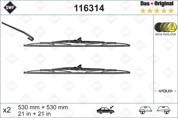 VALEO 116314 ÖN SİLECEK SÜPÜRGESİ TAKIM PASSAT VOLVO S70 V70 TRANSPORTER T4 530 530 mm
