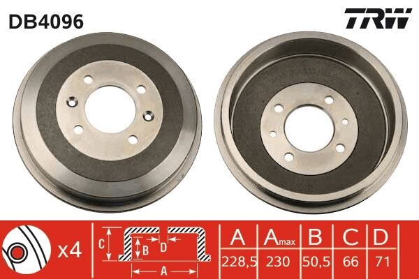 TRW DB4096 ARKA FREN KAMPANASI P305 80>90 P306 93>01 P405 87>92 P406 96>04 PARTNER-BERLINGO-XSARA 01>12 96> AB S Lİ