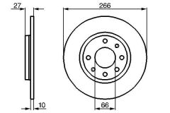 BOSCH 0986478090 ÖN FREN AYNASI P305 82-89 P405 92-96 BX 82-93 1.4-1.4ie-1.6-1.6ie-1.7TD-1.9TD 266x27x4DL