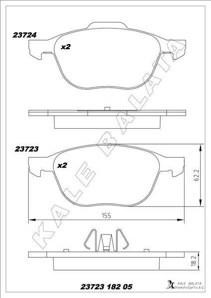KALE 23723 182 05 ANS KD13 ÖN BALATA FOCUS 04>18 CMAX 07>19 KUGA I -II 08>14 VOLVO V40 19> C30 06>12 S70 08>13S40 04>12 V50 04>12 MAZDA 3 03>09 5 05>09