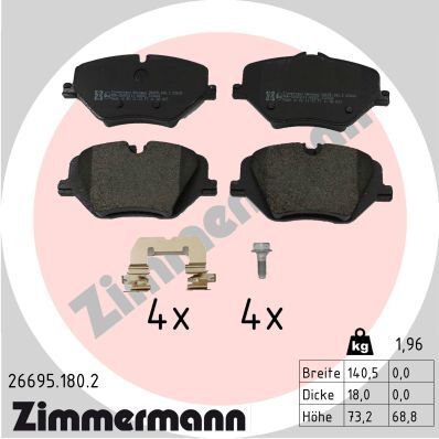 ZIMMERMANN 26695.180.2 FREN BALATASI ON BMW F70 F74 U06 U12 U11 U10 . MINI J05 F67 J01 U25 F65 F66