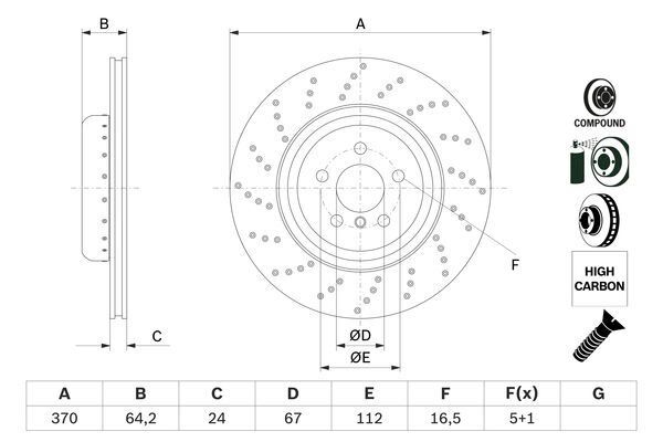 BOSCH 0986479G12 FREN DISKI ARKA SOL BMW G30 G31 G32 G11 G12 DELIKLI M Performance