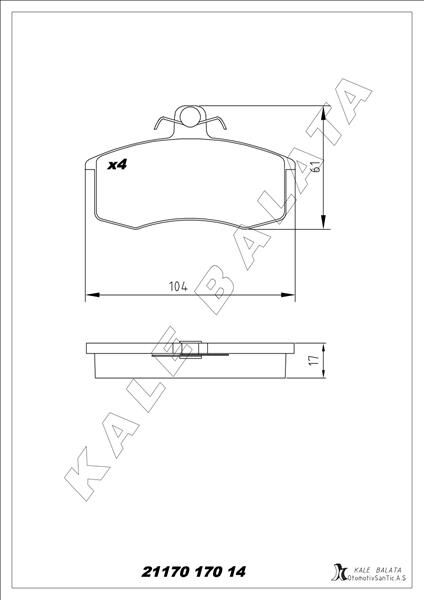 KALE 21170 170 14 ANS KD13 BALATA ÖN SAMARA-FORMA-VEGA 00-