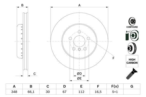 BOSCH 0986479F57 FREN DISKI ON BMW G20 G21 G22 G23 G26 G28 G30 G31 G32 G11 G12 G01 G02 G05 G18