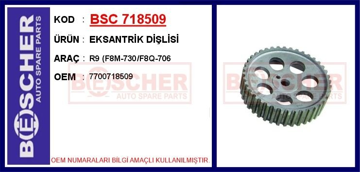 BSC 718509 EKSANTRİK DİŞLİSİ R9 F8M-730/F8Q-706
