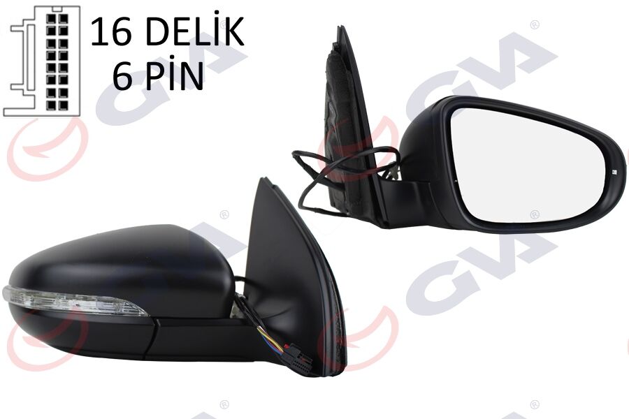 GVA 1075245 DIŞ DİKİZ AYNASI SAĞ GOLF 09> ELEKTRİKLİ ISITMALI SİNYALLİ KONVEKS 6 FİŞ VM- 6197EHPR