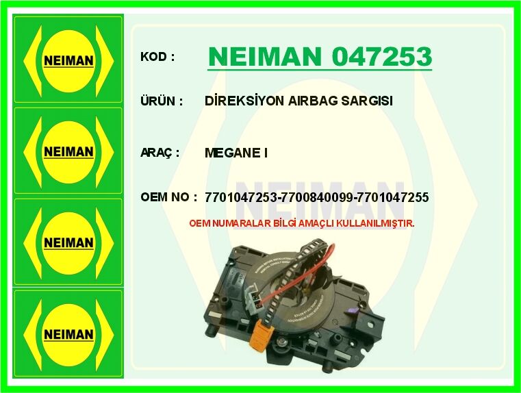 NEIMAN 047253 DİREKSİYON AIRBAG SARGISI MEGANE I