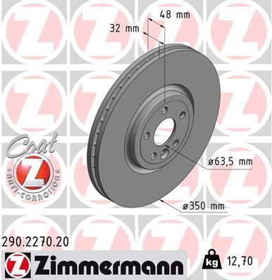 ZIMMERMANN 290.2270.20 FREN DISKI ON 18 LAND ROVER RANGE ROVER VELAR L560 . JAGUAR F-PACE X761 XE X760 XF X260
