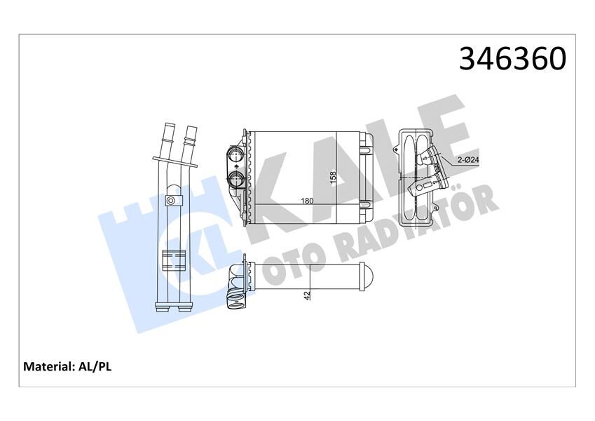 KALE 346360 KALORİFER RADYATÖRÜ FIAT 500-500C-PANDA
