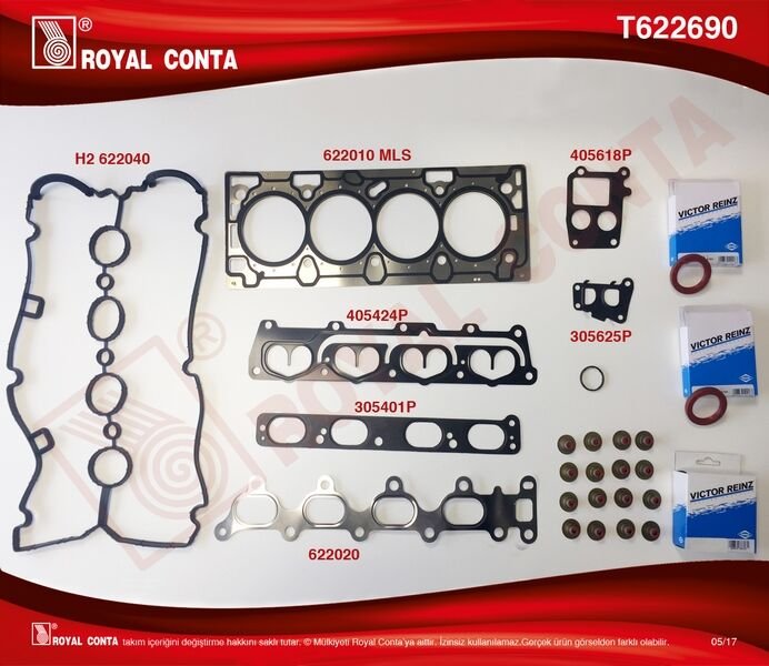 ROYAL T622690 ÜST TAKIM CONTASI KEÇELİ ASTRA G-H-VECTRA C 1.6 16V Z16XEP