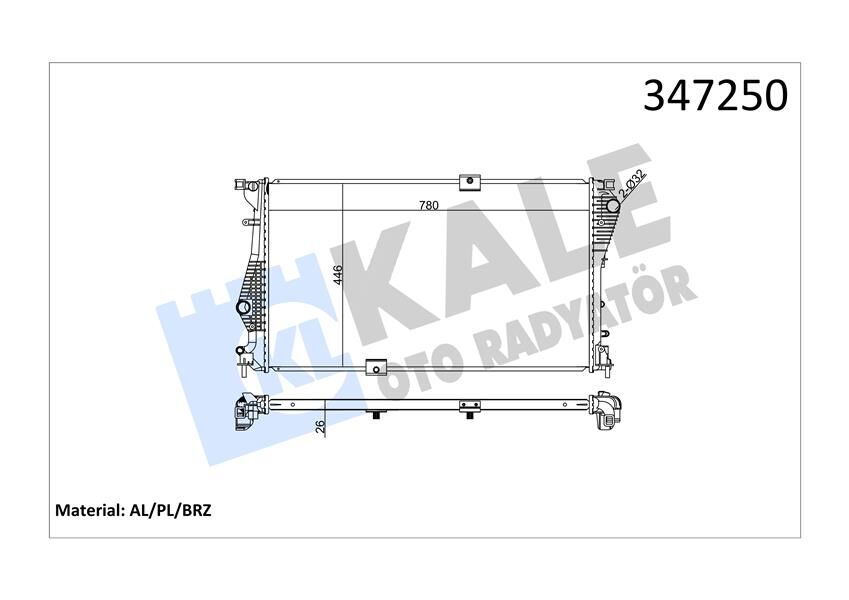 KALE 347250 RADYATÖR TRAFIC II-VIVARO 2.0 DCİ-CDTİ 06 > M9R 780x462.25x27 MEK AC /-