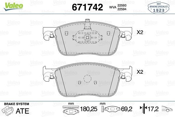 VALEO 671742 ÖN FREN BALATASI FIAT SCUDO 23> ZAFIRA LIFE 19> VIVARO C 19> JUMPY III 16> EXPERT 16> TOYOTA PROACE 16> 304 mm