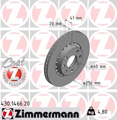 ZIMMERMANN 430.1466.20 ÖN FREN AYNASI ASTRA F-VECTRA A-CORSA B-ASCONA C-AVEO-KALOS 03>13 256x20x4DLxHAVALI 569010-93182285