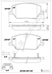 KALE 22165 201 05 MSH KD13 ÖN FREN BALATASI FIAT 500X 14> JEEP RENEGADE 14> COMPASS 20> 1.3D MTJ 1.3TB 1.4 1.6D MTJ 1.6E-TORQ 2.0D MTJ