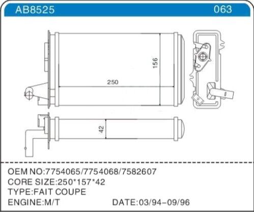 ZENON FI2601 KALORİFER RADYATÖRÜ FIAT TEMPRA 95>01 TİPO 95>01 ALFA ROMEO 145 95>01 146 94>01 155 92>97