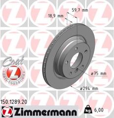 ZIMMERMANN 150.1289.20 FREN DISKI ARKA BMW E46