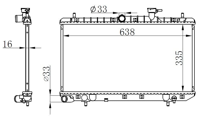 ORIS BHY001016 RADYATÖR BRAZİNG ACCENT II ADMIRE 1.6I 00-05 AC KLİMASIZ MEK OTOM 335x638x16