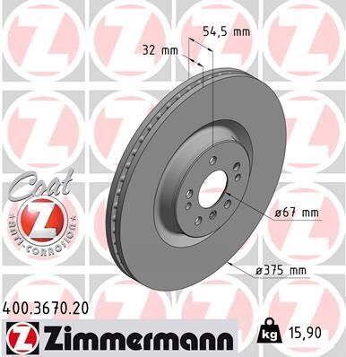 ZIMMERMANN 400.3670.20 FREN DISKI ON 4-matic MERCEDES GL-CLASS X164 06>12