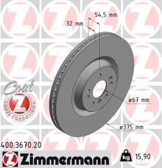 ZIMMERMANN 400.3670.20 FREN DISKI ON 4-matic MERCEDES GL-CLASS X164 06>12