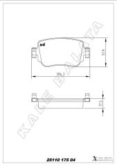 KALE 25110 175 04 ANS KD13 ARKA BALATA VW CADDY IV 2.0TDI 15 > CUUF-DFSF 104.1x17.2x51.6