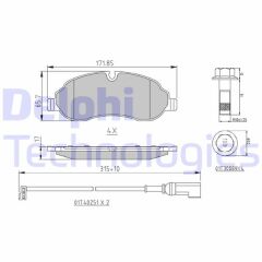 DELPHI LP3136 ÖN FREN BALATASI TRANSİT V363 TTG 14> ÇİFT TEKER FISLI