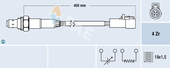 FAE 77578 OKSIJEN SENSORU FORD FIESTA V JH . JD : 01>08 KA RB : 1.3 I 02>08